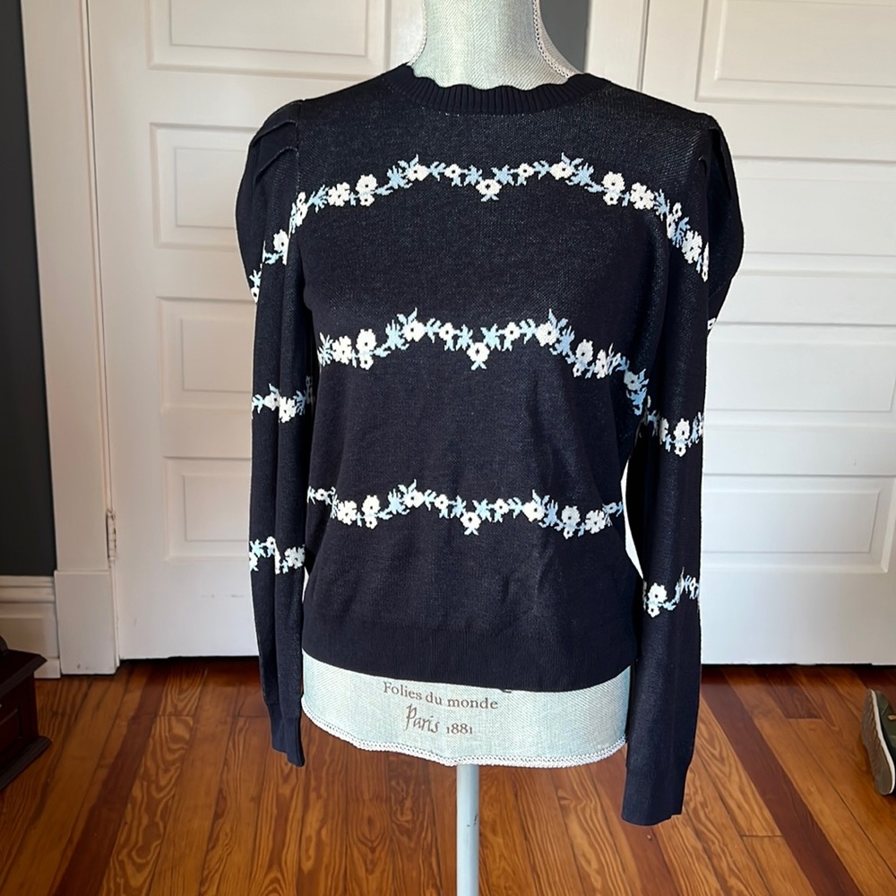 LOFT floral stripe sweater. Size M